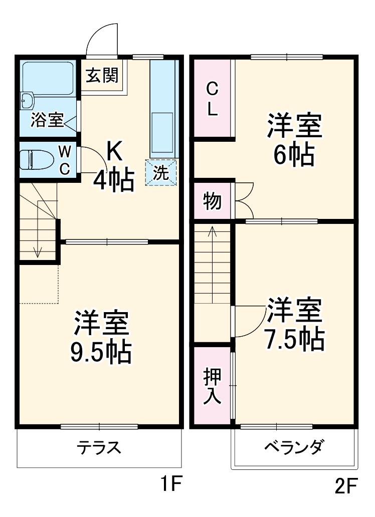 サンバレー大井(2DK)の間取り写真