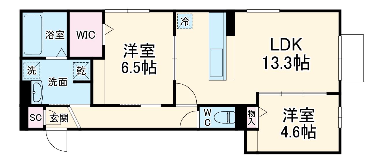 D-ROOM佐太中町(2LDK/2階)の間取り写真