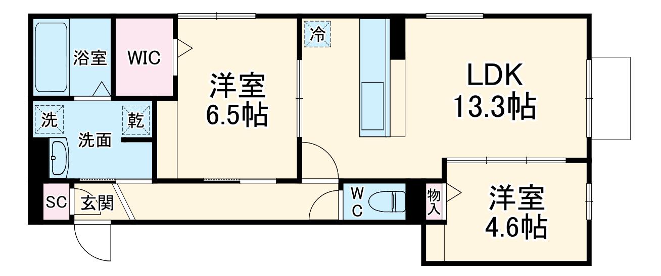 D-ROOM佐太中町(2LDK/3階)の間取り写真