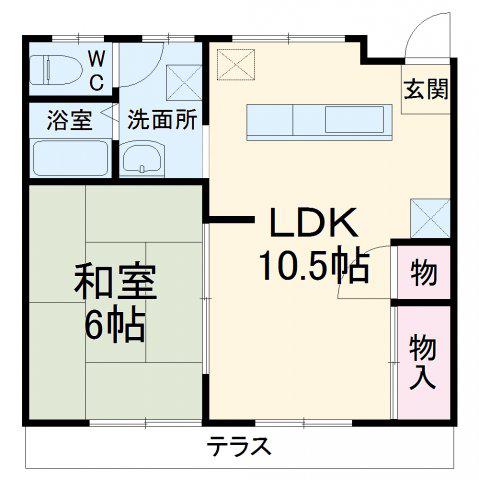 ハイツ海宝(1LDK/1階)の間取り写真