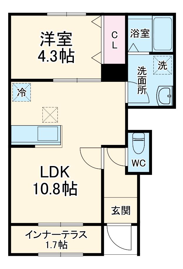 リーブルファイン八千代勝田台Ⅱ(1LDK/1階)の間取り写真