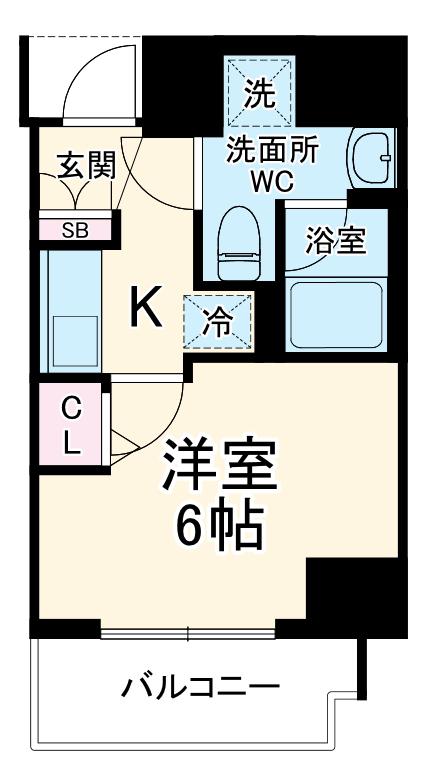 SQUARE CITY KAWASAKI HIGASHIDA(1K/9階)の間取り写真