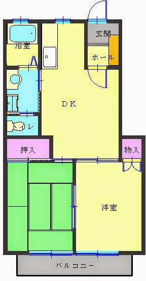 西沖ハイツⅡ(2DK/2階)の間取り写真