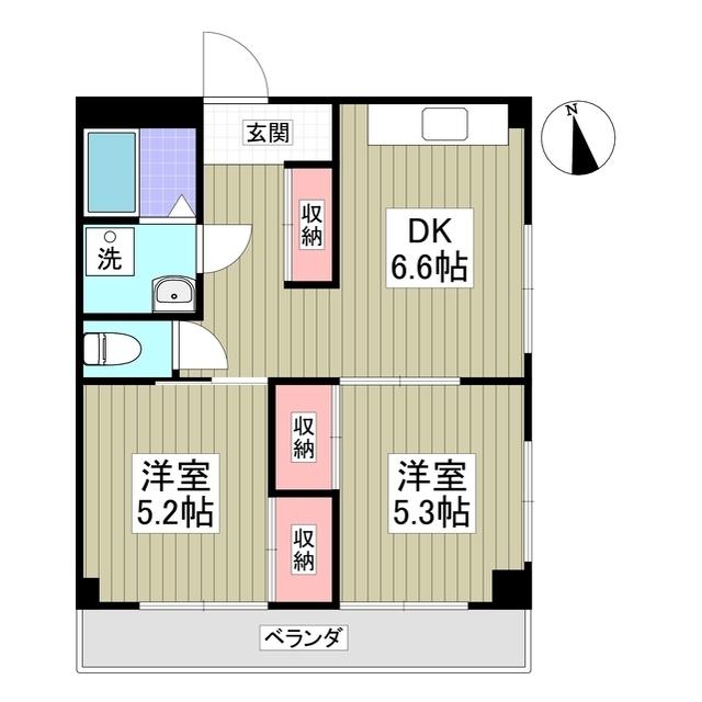 かきざわハイツ(2DK/3階)の間取り写真