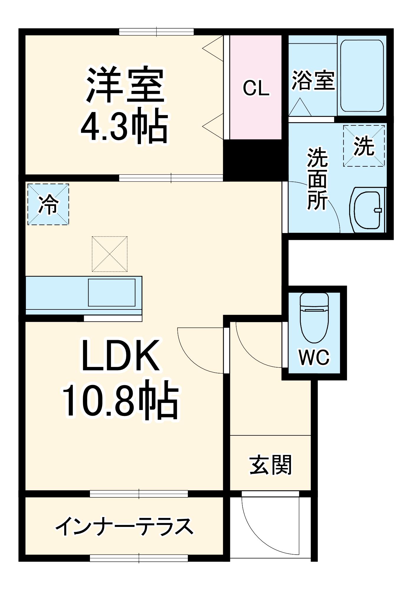 リーブルファイン八千代勝田台Ⅱ(1LDK/1階)の間取り写真