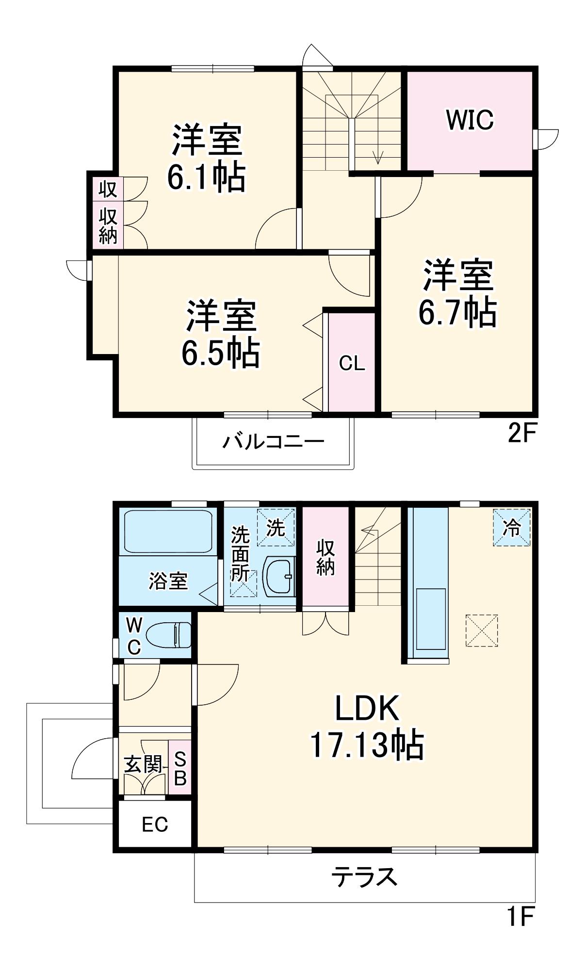 武蔵野線 新座駅 徒歩13分 2階建 築11年(3LDK)の間取り写真