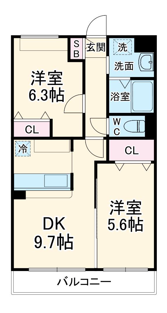 ガーデンクォーツ(2LDK/3階)の間取り写真