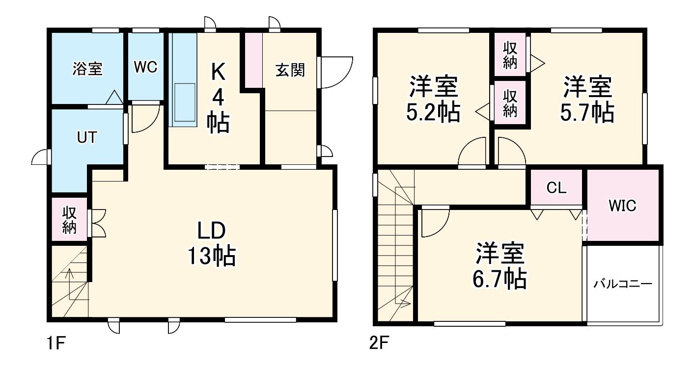 愛知環状鉄道 六名駅 徒歩5分 2階建 築4年(3LDK)の間取り写真