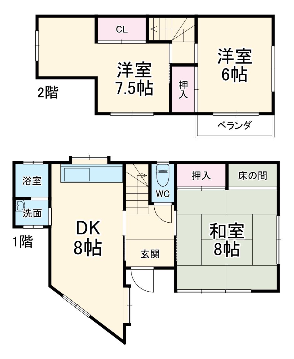 小田急電鉄小田原線 渋沢駅 徒歩20分 2階建 築53年(3DK)の間取り写真