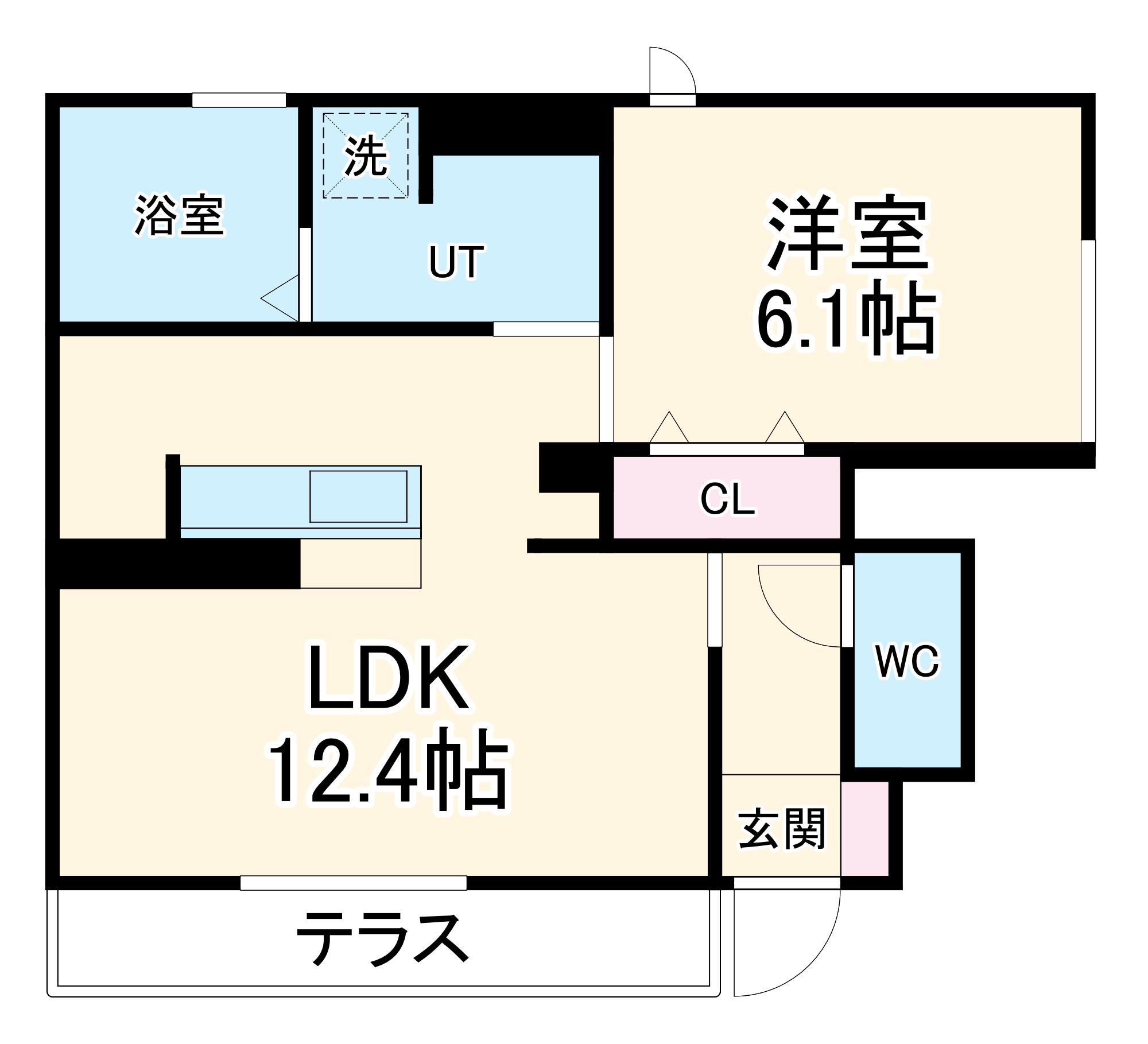サニースポットAB(1LDK/1階)の間取り写真