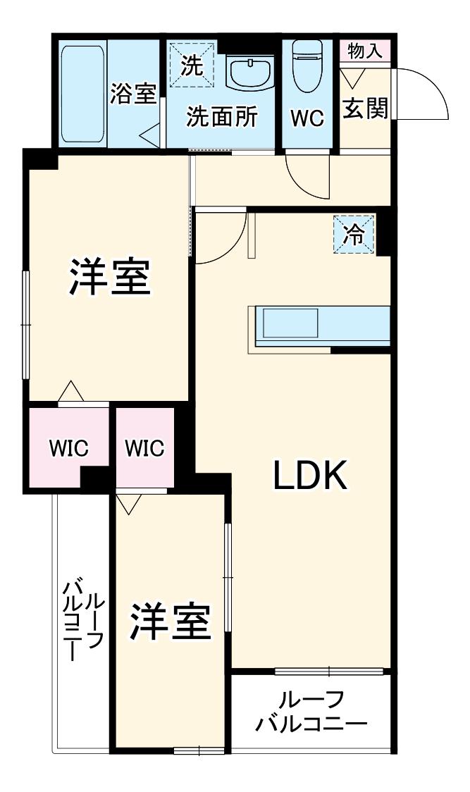 BELLE LEAD 大倉山(2LDK/3階)の間取り写真