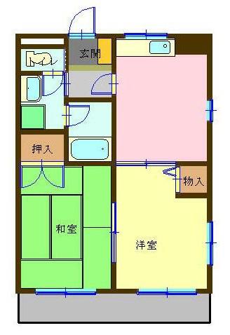ともえハイツC(2DK/3階)の間取り写真
