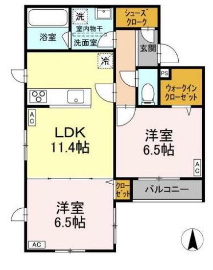 BLOOM 桜新町(2LDK/1階)の間取り写真