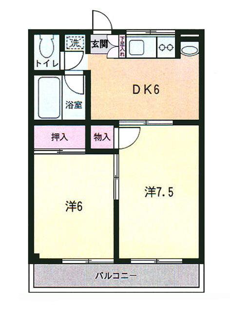 清水マンション(2DK/2階)の間取り写真