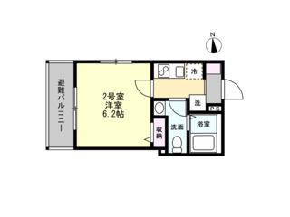 ベイルーム本厚木クレスト(1K/2階)の間取り写真