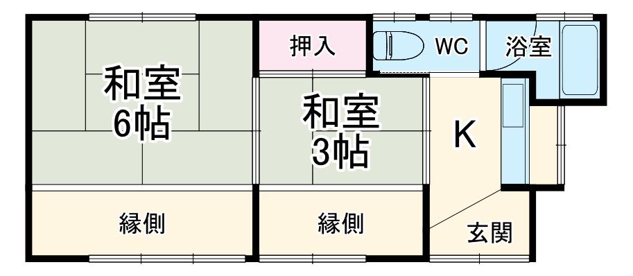 遠州鉄道 新浜松駅 徒歩23分 1階建 築55年(2K)の間取り写真