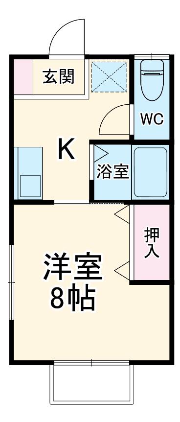 コーポヒライ(1K/2階)の間取り写真