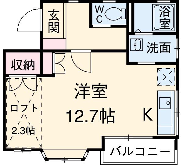 マイシティ高丘2(ワンルーム/1階)の間取り写真