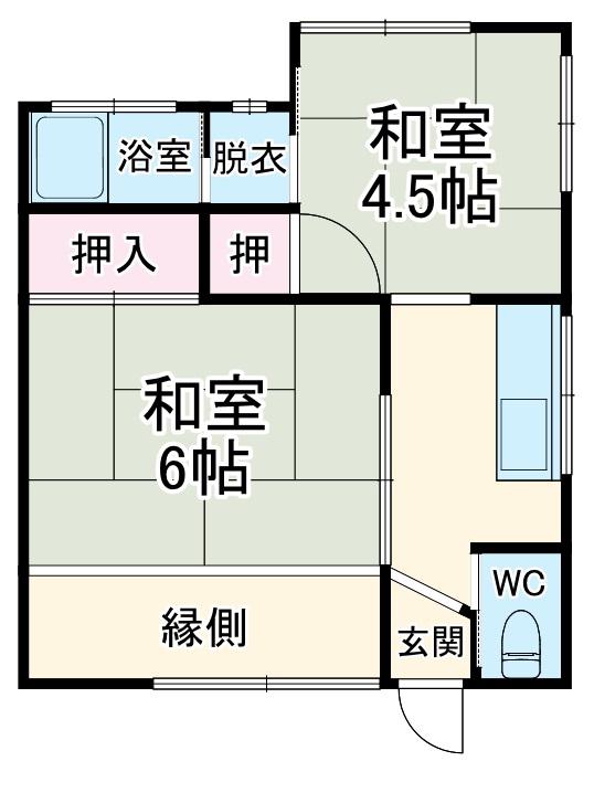 遠州鉄道 新浜松駅 徒歩23分 1階建 築55年(2K)の間取り写真