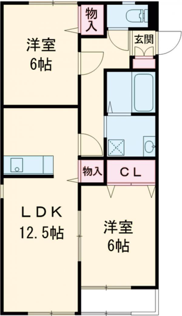 ブランミュール(2LDK/2階)の間取り写真