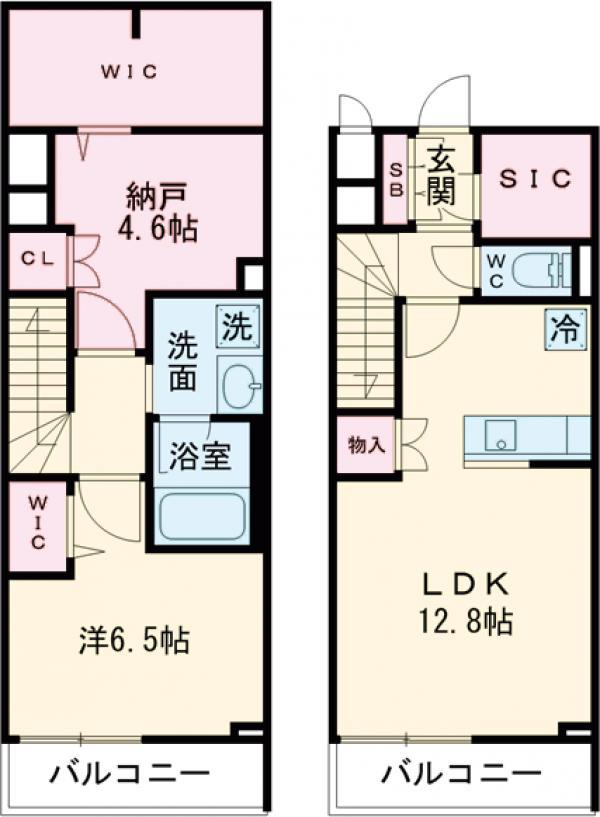 ルフォンリヴェント杉並永福(2LDK/1階)の間取り写真