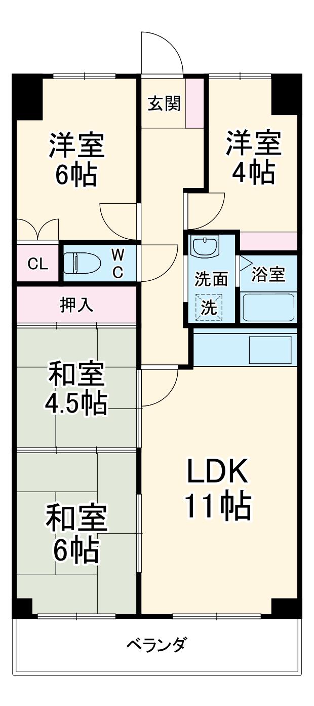 金山グランドハイツ(4LDK/14階)の間取り写真