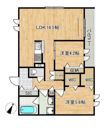GRAND CHALEUR(2LDK/2階)の間取り写真