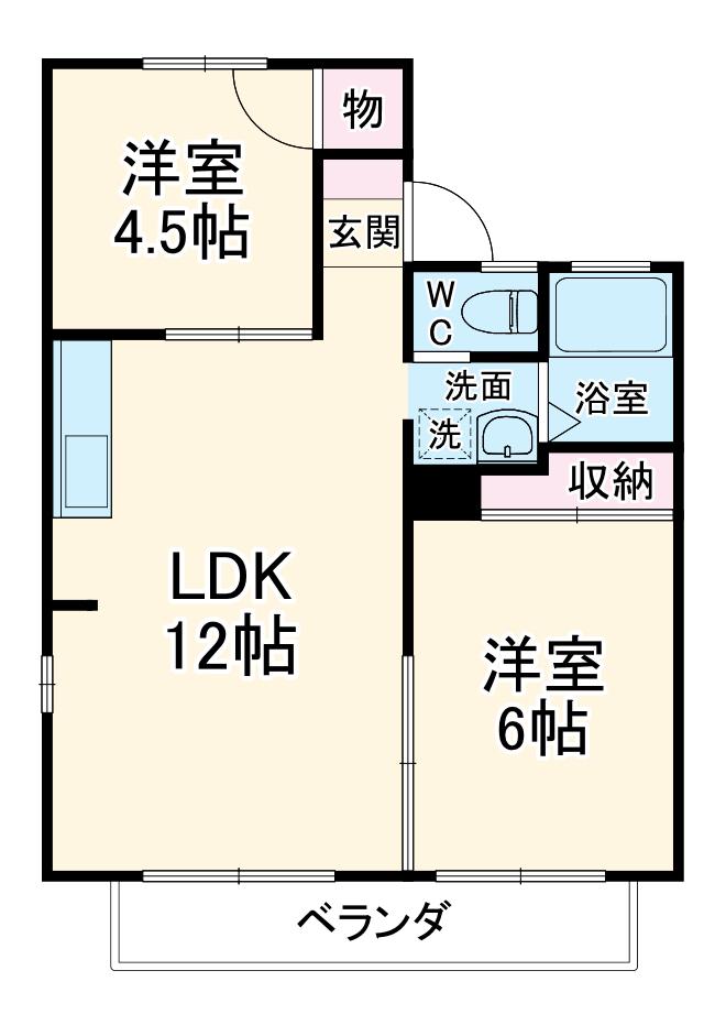 スカイハイツ高橋3(2LDK/1階)の間取り写真