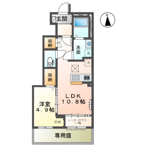 柳島アパートA棟計画(1LDK/1階)の間取り写真