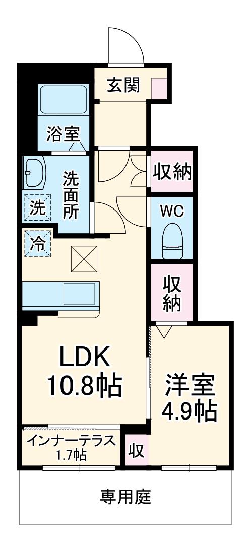 柳島アパートA棟計画(1LDK/1階)の間取り写真