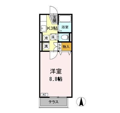 ドルフK(1K/1階)の間取り写真