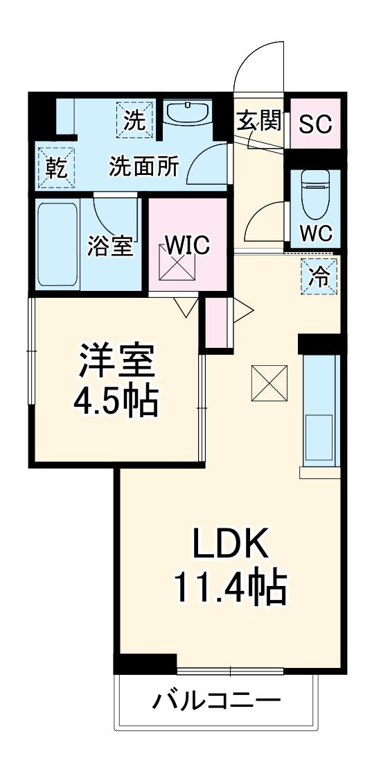 AVGI新瑞(1LDK/1階)の間取り写真