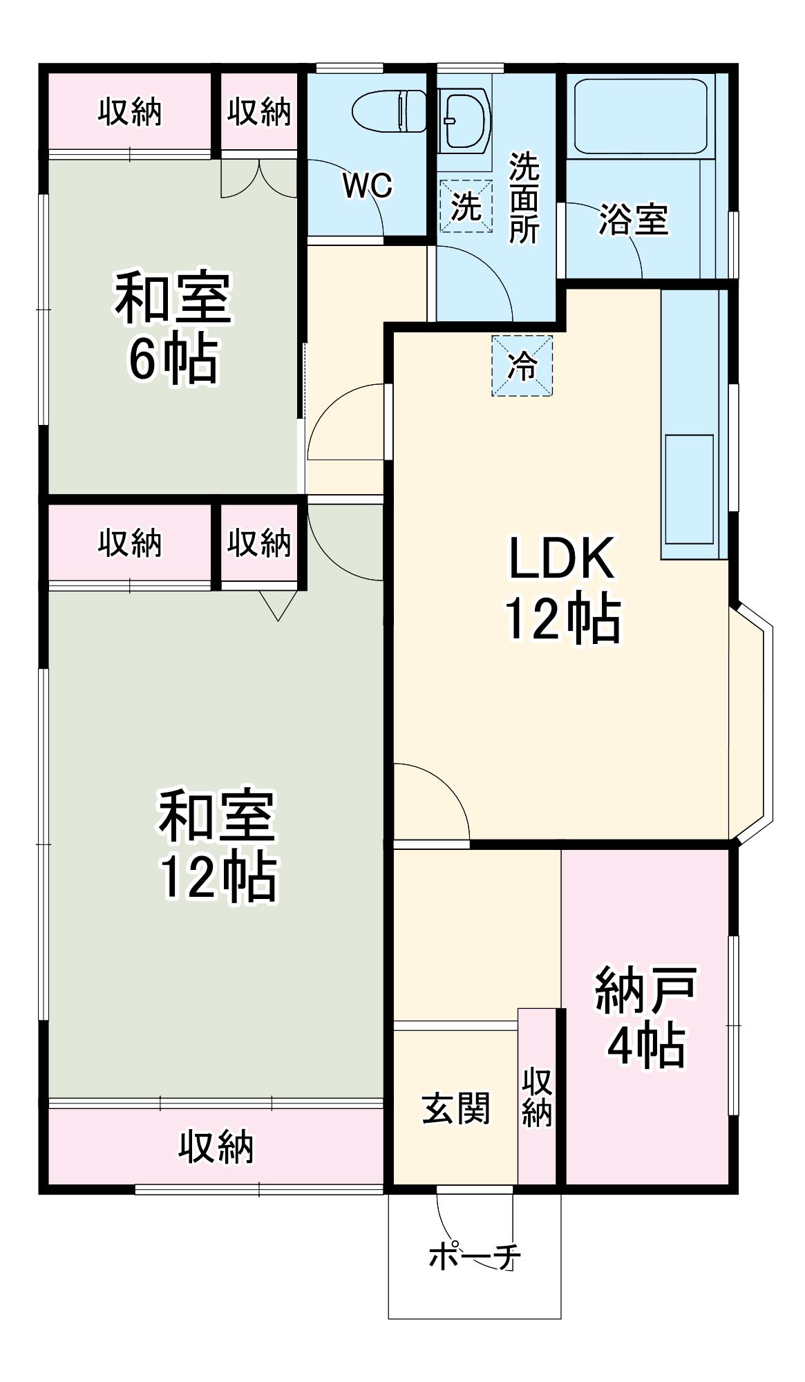 岡沢町アパート(2SLDK/1階)の間取り写真