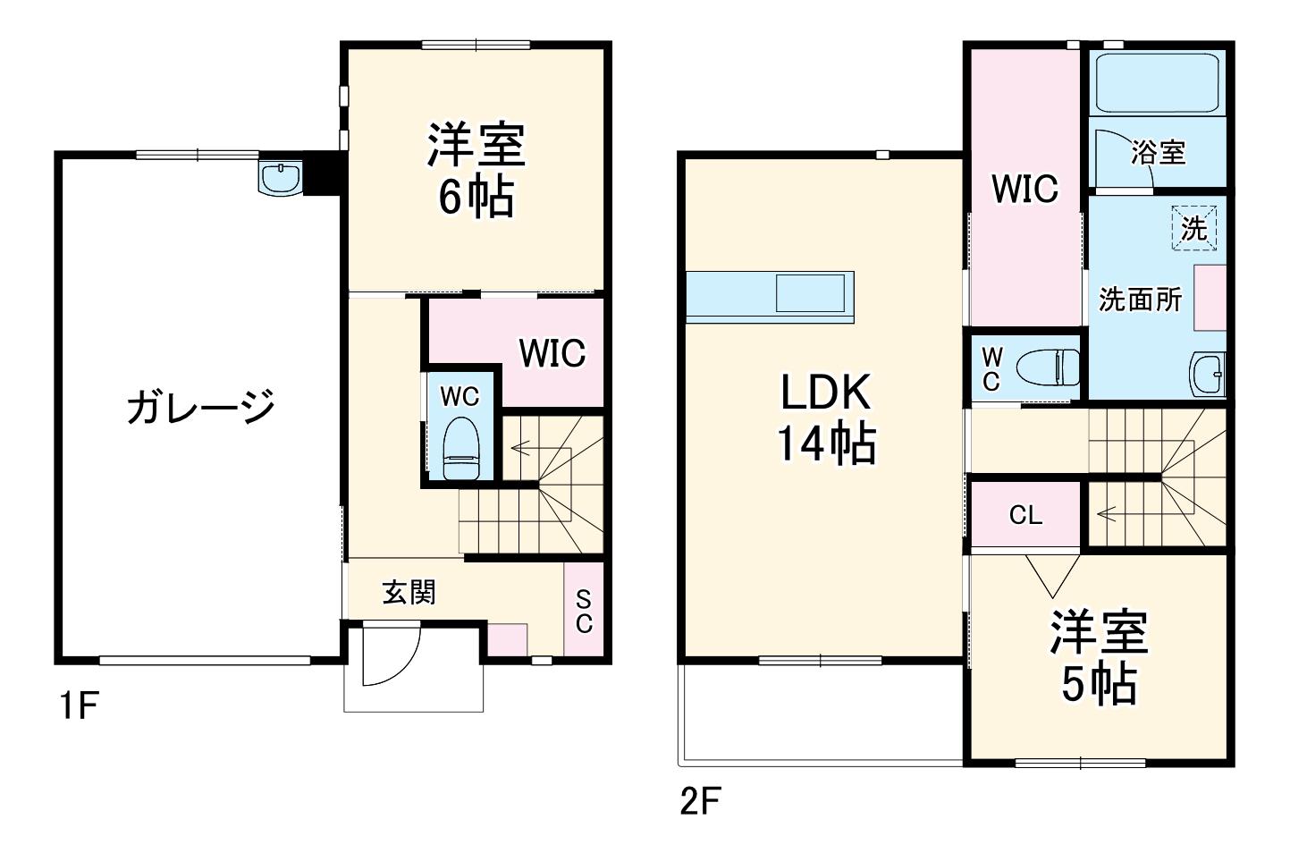 ミュルサンヌB(2LDK/1階)の間取り写真