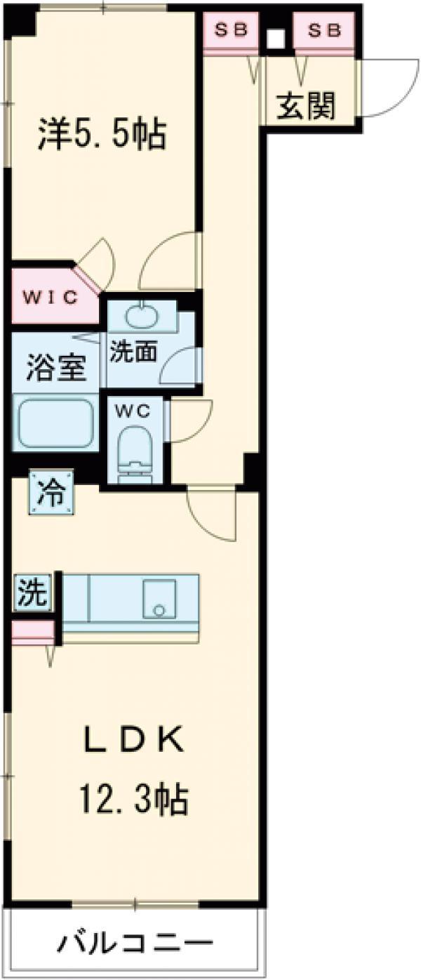 田園調布マンション(1LDK/3階)の間取り写真