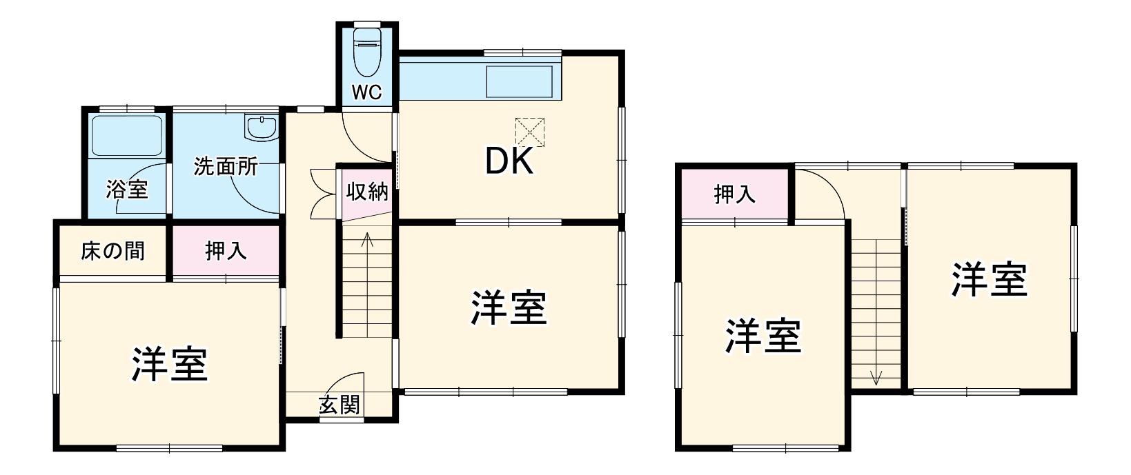 秩父鉄道本線 行田市駅 徒歩8分 2階建 築44年(4DK)の間取り写真