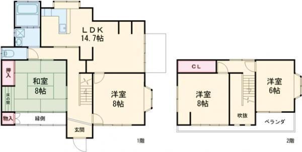 東武鉄道宇都宮線 おもちゃのまち駅 徒歩13分 2階建 築42年(4LDK)の間取り写真