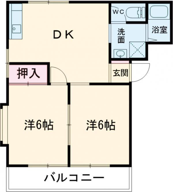 末広ハイツ(2DK/1階)の間取り写真