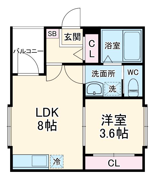 エステミリックスⅡ(1LDK/2階)の間取り写真