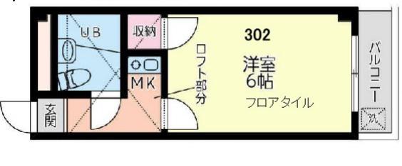 メヌエットK(1K/3階)の間取り写真