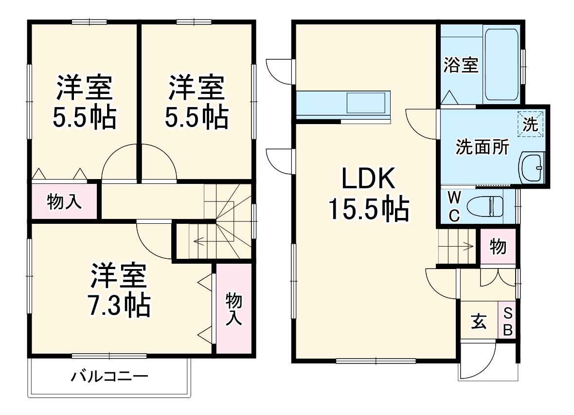 グランソフィア谷塚町(3LDK)の間取り写真