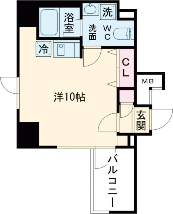 プレール・ドゥーク東新宿Ⅲ(ワンルーム/10階)の間取り写真