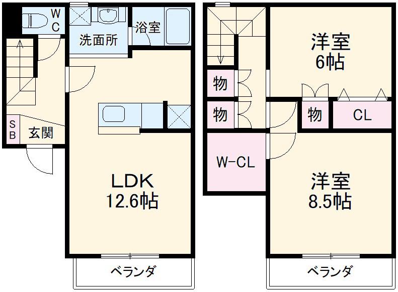 ウィステリアコート(2LDK/1階)の間取り写真