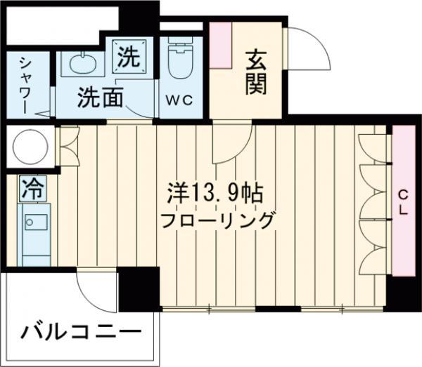 ドルミ第2御苑(ワンルーム/7階)の間取り写真