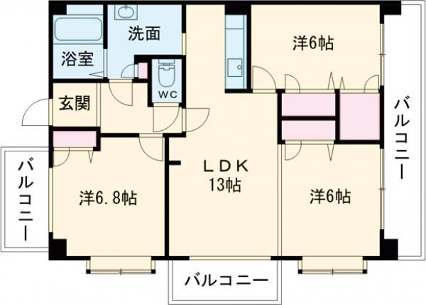アネックス松島(3LDK/5階)の間取り写真