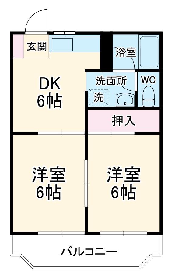 CASTLEスリーエースⅡ(2DK/4階)の間取り写真
