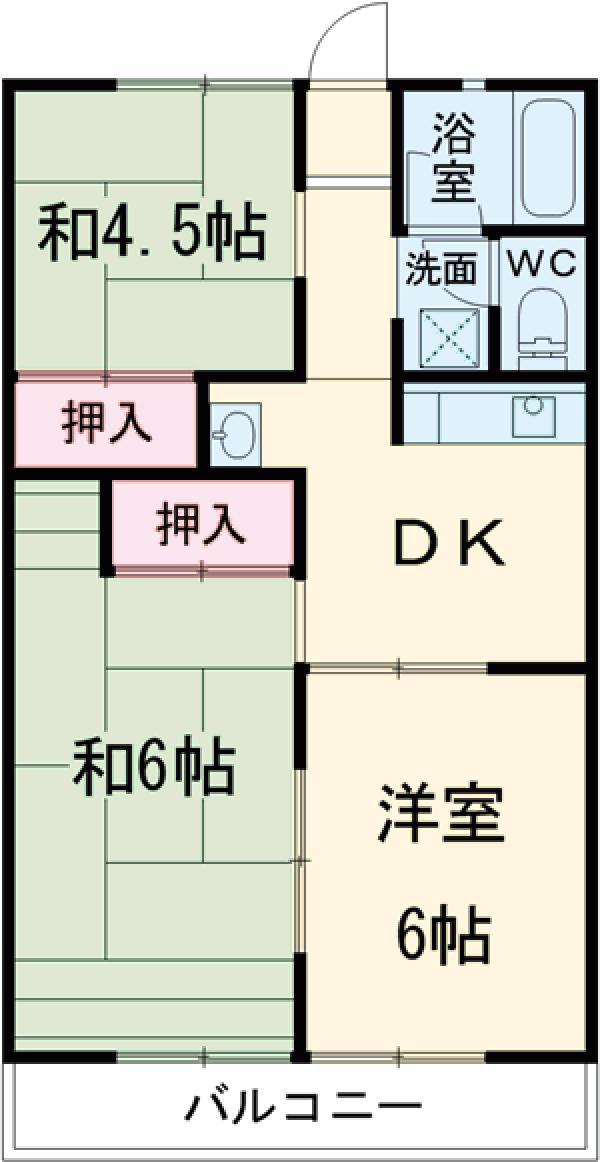 サンシャインB(3K/2階)の間取り写真