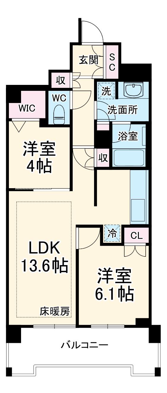 ブランズ川口本町(2LDK/10階)の間取り写真