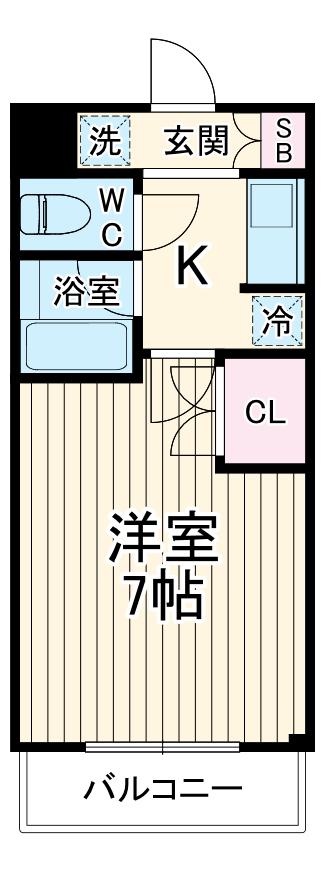 コーポ田中(1K/2階)の間取り写真