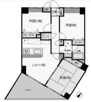 ボヌール(3LDK/2階)の間取り写真